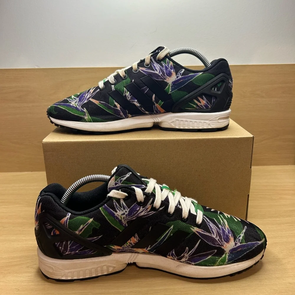 Adidas Mens Size 9 Originals ZX Flux Multicolor Hawaiian Print Athletic Shoes - Picture 2 of 9